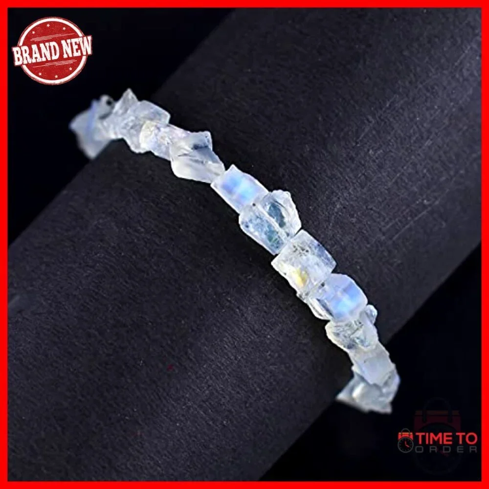 Raw Gemstone Sterling Silver Bracelet Minimal Healing Crystals Dainty Jewelry - Picture 5 of 7